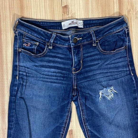 Hollister Faded Dark Wash Straight Leg Denim Jeans Women's Size 5S/W27 - Picture 5 of 7